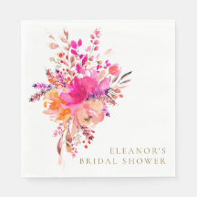 シックエレガントピンクフローラブライダルシャワーカスタム