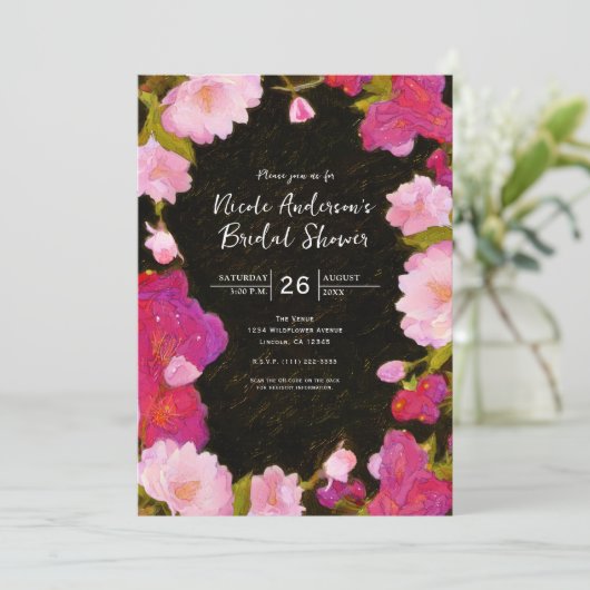 シックエレガントピンクフローラ春の花招待状 招待状 (スタンド正面)