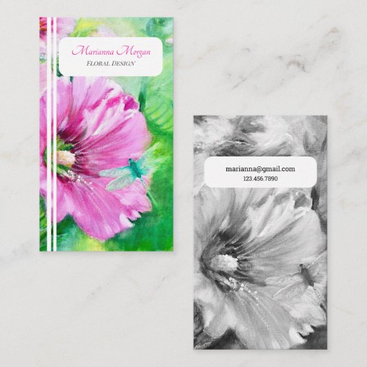 シックエレガントピンクフローラ 名刺 (正面/裏面)