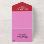 シックエレガントピンクフローリシッモダンクロマン結婚ス オールインワン招待状 (外側)