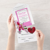 シックエレガントピンクフローリシッモダンクロマン結婚ス オールインワン招待状 (貼ってはがせる)