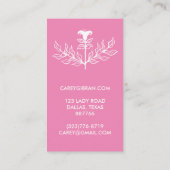 シックエレガントピンクホワイトリリーラインスケッチカスタム ロイヤリティカード (裏面)