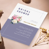 シックエレガントピンクローズウォーターブライダルシャワー 招待状