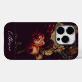 シックエレガントピンクローズフローラオンブラックネーム Case-Mate iPhoneケース (裏面 (横))