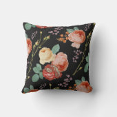 シックエレガントピンクローズフローラオンブラック クッション (裏面)