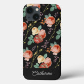 シックエレガントピンクローズフローラオンブラック Case-Mate iPhoneケース (裏面)