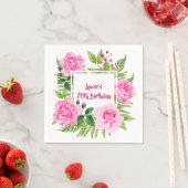 シックエレガントピンクローズ70誕生日 スタンダードカクテルナプキン (インサイチュ)