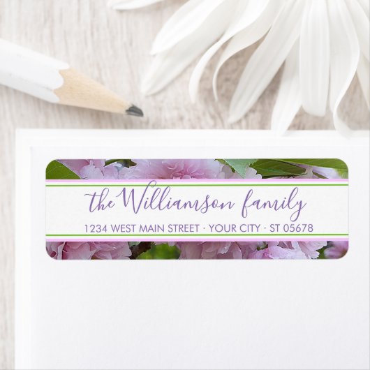 シックエレガントピンク春さくらんぼブロッサムツリー写真 ラベル (インサイチュ)