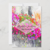 シックエレガントピンク花模様ウォーター結婚カラー 招待状 (裏面)