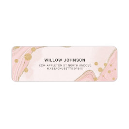 シックエレガントピンク金ゴールドグリッター大理石アゲートアドレス ラベル