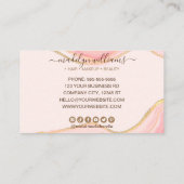 シックエレガントピンク金ゴールドグリッター大理石瑪瑙スクリプト 名刺 (裏面)