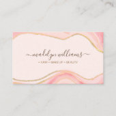 シックエレガントピンク金ゴールドグリッター大理石瑪瑙スクリプト 名刺 (正面)