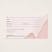 シックエレガントピンク金ゴールド大理石瑪瑙ギフトカード (裏面)