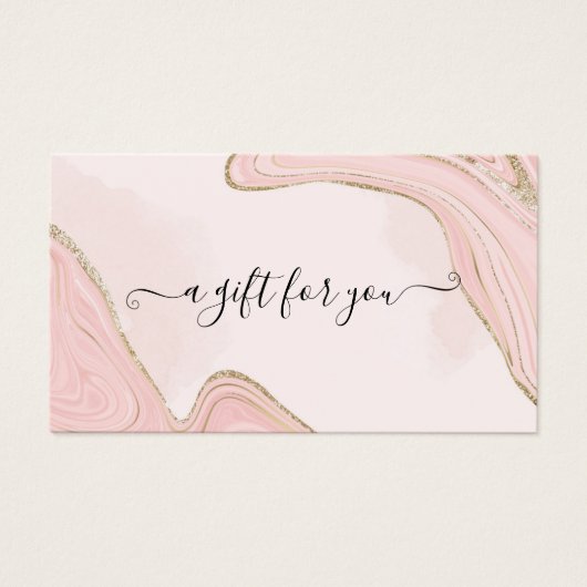シックエレガントピンク金ゴールド大理石瑪瑙ギフトカード (正面)