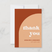 シックエレガントピーチテラコッタアーチボホ結婚ズ サンキューカード (正面)
