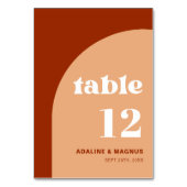 シックエレガントピーチテラコッタアーチボホ結婚ズ テーブルナンバー (正面)