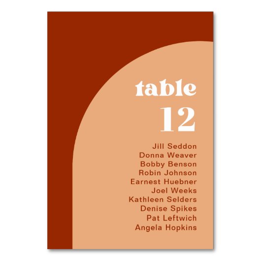 シックエレガントピーチテラコッタアーチボホ結婚ズ テーブルナンバー (正面)