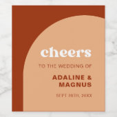 シックエレガントピーチテラコッタアーチボホ結婚ズ ワインラベル (シングルラベル)