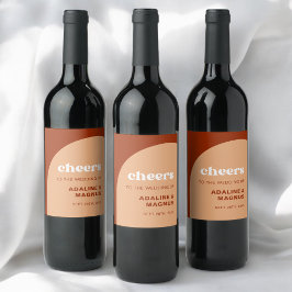 シックエレガントピーチテラコッタアーチボホ結婚ズ ワインラベル