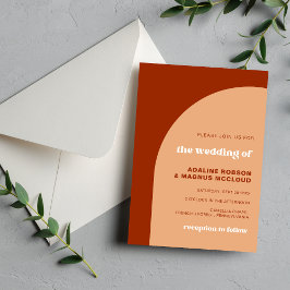 シックエレガントピーチテラコッタアーチボホ結婚ズ 招待状