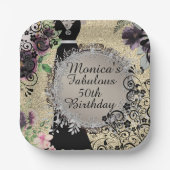 シックエレガントファブラス50誕生日カスタマイズ ペーパープレート (正面)