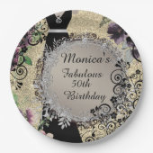 シックエレガントファブラス50誕生日パーソナライズされた ペーパープレート (正面)