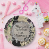 シックエレガントファブラス50th誕生日 ペーパープレート (パーティー)