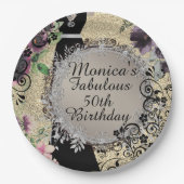 シックエレガントファブラス50th誕生日 ペーパープレート (正面)