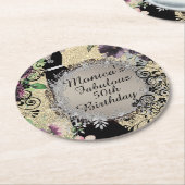 シックエレガントファブラス50th誕生日 ラウンドペーパーコースター (アングル)