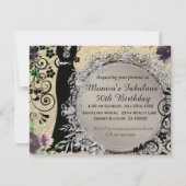 シックエレガントファブラス50th誕生日 案内状 (正面)