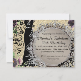 シックエレガントファブラス50th誕生日 案内状