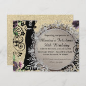 シックエレガントファブラス50th誕生日 案内状 (正面/裏面)