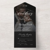 シックエレガントフォトブラックとホワイトRSVP結婚の オールインワン招待状 (内側)