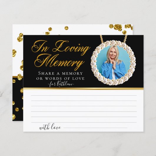 シックエレガントフォト共有メモリ葬儀カード (正面/裏面)