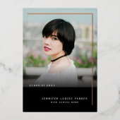 シックエレガントフォト卒業バラ金ゴールド 箔招待状 (正面)