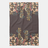 シックエレガントフスタイリッシュラかわいらしラルパターン キッチンタオル (縦)