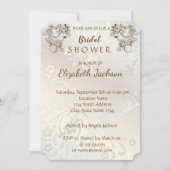 シックエレガントフラワーズダマスクブライダルシャワー 招待状 (正面)