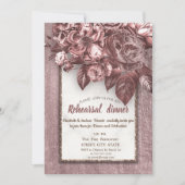 シックエレガントフラワーバーガンディリハーサルディナー 招待状 (正面)