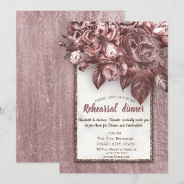 シックエレガントフラワーバーガンディリハーサルディナー 招待状