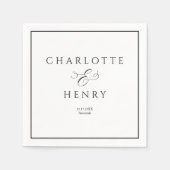 シックエレガントフレームブラック&ホワイト結婚ズ スタンダードカクテルナプキン (正面)