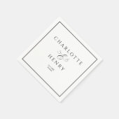 シックエレガントフレームブラック&ホワイト結婚ズ スタンダードカクテルナプキン (角)