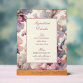 シックエレガントフローラの結婚シグネチャードリンクメニュー アクリルサイン (ニュートラル)