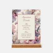 シックエレガントフローラの結婚シグネチャードリンクメニュー アクリルサイン (正面)