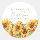 シックエレガントフローラひまわりブライダルシャワー ラウンドシール (正面)