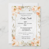 シックエレガントフローラウォーターカラーブライダルシャワー 招待状 (正面)
