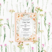 シックエレガントフローラウォーターカラーブライダルシャワー 招待状