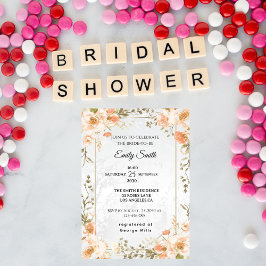 シックエレガントフローラウォーターカラーブライダルシャワー 招待状