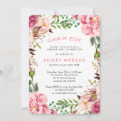 シックエレガントフローラガーリー卒業パーティー 招待状 (正面)