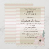 シックエレガントフローラストライプのブライダルシャワー 招待状 (正面/裏面)