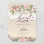 シックエレガントフローラストリングライトブライダルシャワー 招待状 (正面/裏面)